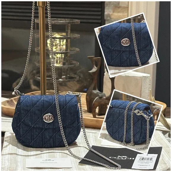 Authentic Coach Turnlock Card Case with Quilting & Silver-Toned Hardware, NWT - Picture 1 of 16